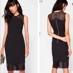 Ted Baker Lucette Mesh Detail Bodycon Fitted Dress - Black LBD